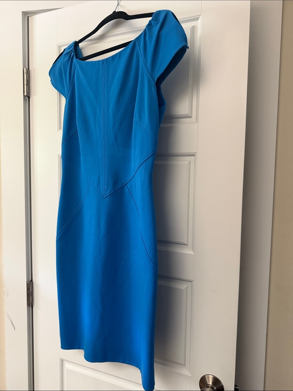 NWOT Diane Von Furstenberg Electric Blue Cap-Sleeve Sheath Dress - Picture 3 of 5